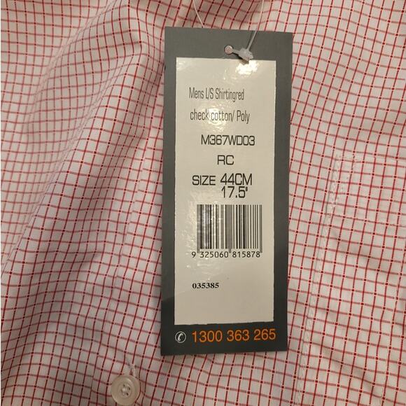 NWT Winn-Dixie Men’s L 17.5 Red Check Button-Down Shirt Embroidered Logo Career - Picture 8 of 9